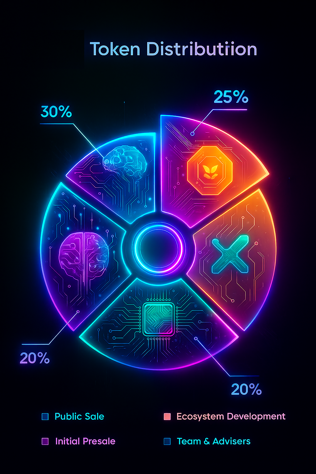 Pie chart of GROK555K token distribution